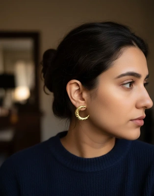 Crescent Moon Gold Earrings