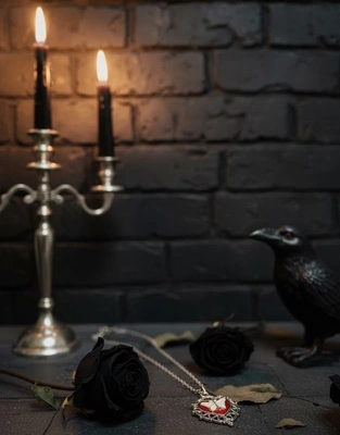 Crimson Heart Butterfly Pendant Necklace