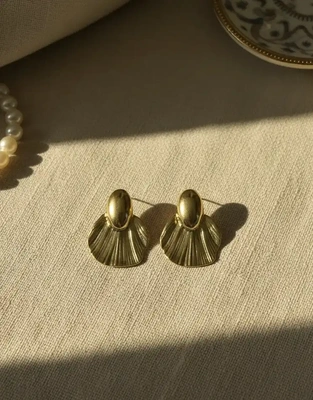 Sculpted Gold Petal Earrings