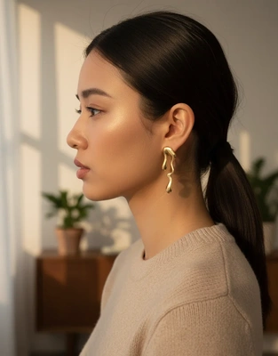 Gold Drip Abstract Earrings