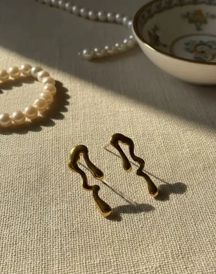 Gold Drip Abstract Earrings
