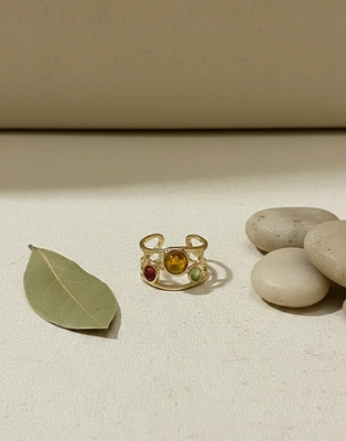 Golden Bloom Statement Ring Stack