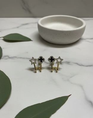 Star & Clover Gold Toned Earrings