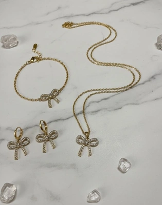 Crystal Bow Jewellery Set