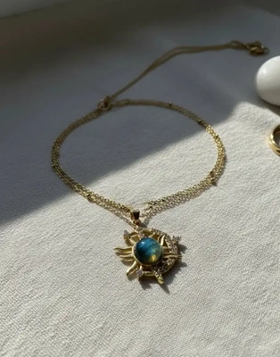 Gold Sunburst Pendant Necklace