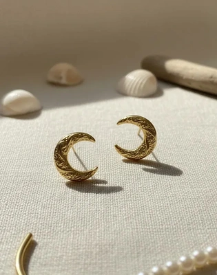 Crescent Moon Gold Earrings