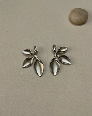 Silver Leaf Statement Earrings