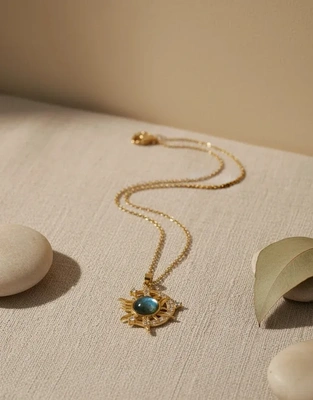 Gold Sunburst Pendant Necklace