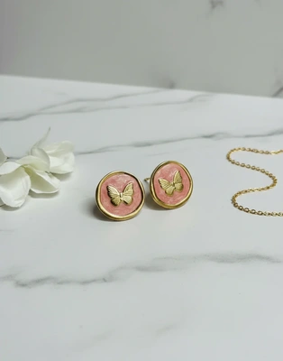Blush Flutter Stud Earrings