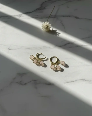 Blush Pearl Huggie Earrings