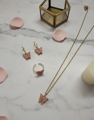 3-Piece Glitter Butterfly Jewellery Set