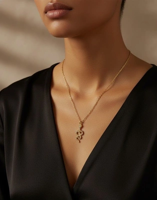 Gold Snake Pendant Necklace