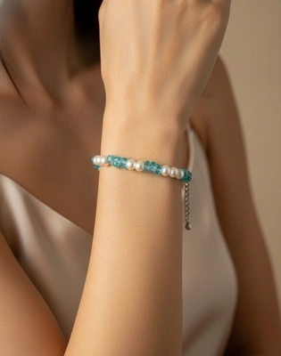 Aqua Pearl Beaded Bracelet