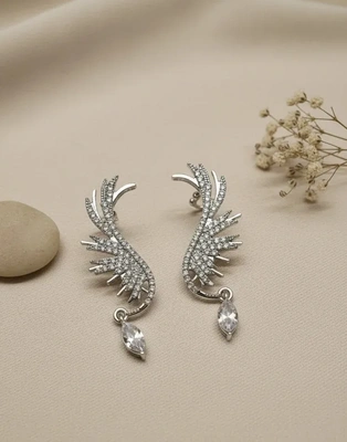 Silver Wing Cuff Earrings