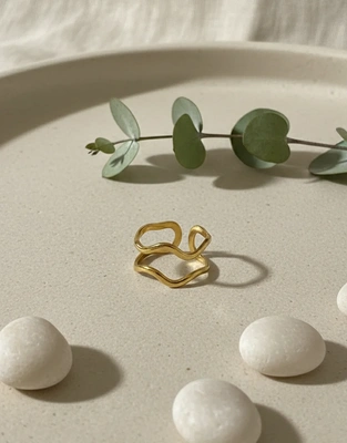 Sculpted Flow Gold-Tone Ring