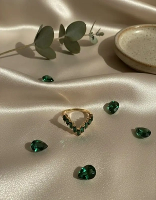 Emerald Serpent Ring Stack