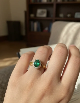 Elegant Gold Emerald Ring