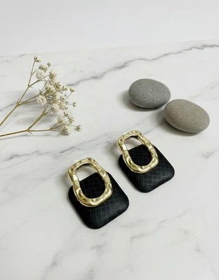 Midnight Onyx Gold-Tone Drop Earrings