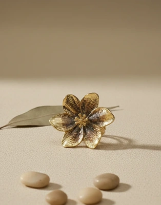 Golden Bloom Statement Ring Stack
