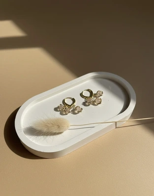 Blush Pearl Huggie Earrings