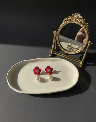 Pink Blossom Pearl Drop Earrings