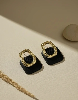 Midnight Onyx Gold-Tone Drop Earrings