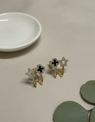 Star & Clover Gold Toned Earrings