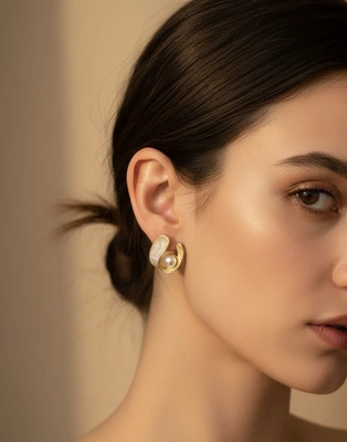 Pearl & Shell Gold Earrings