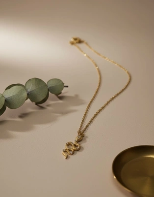 Gold Snake Pendant Necklace