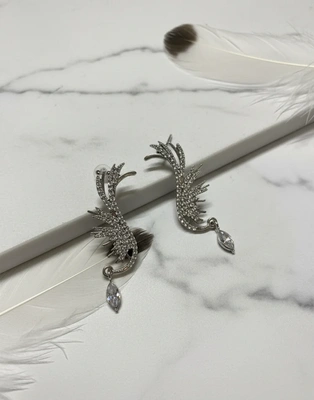 Silver Wing Cuff Earrings