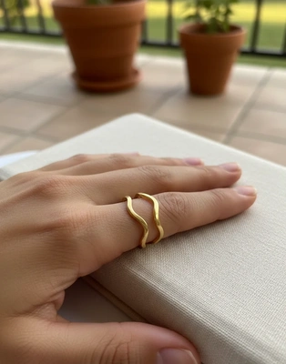 Sculpted Flow Gold-Tone Ring