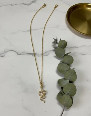 Gold Snake Pendant Necklace