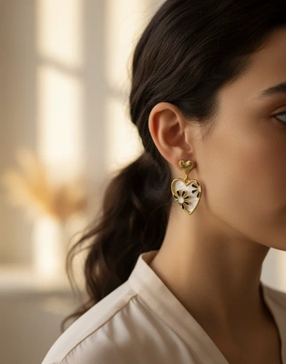 Heart-Shaped Daisy Drop Earrings