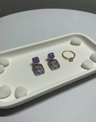 Lilac Crystal Block Drop Earrings