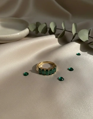 Emerald Serpent Ring Stack