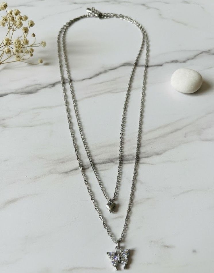 Y2K Style Layered Butterfly Choker Necklace