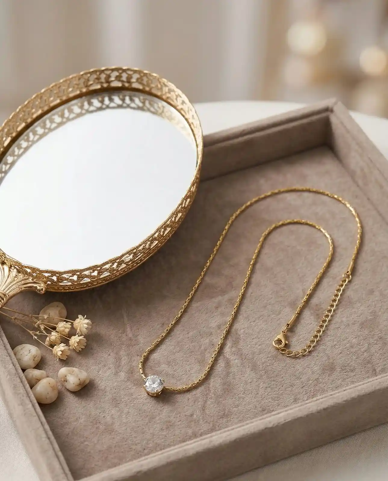 Minimal Crystal Pendant Necklace