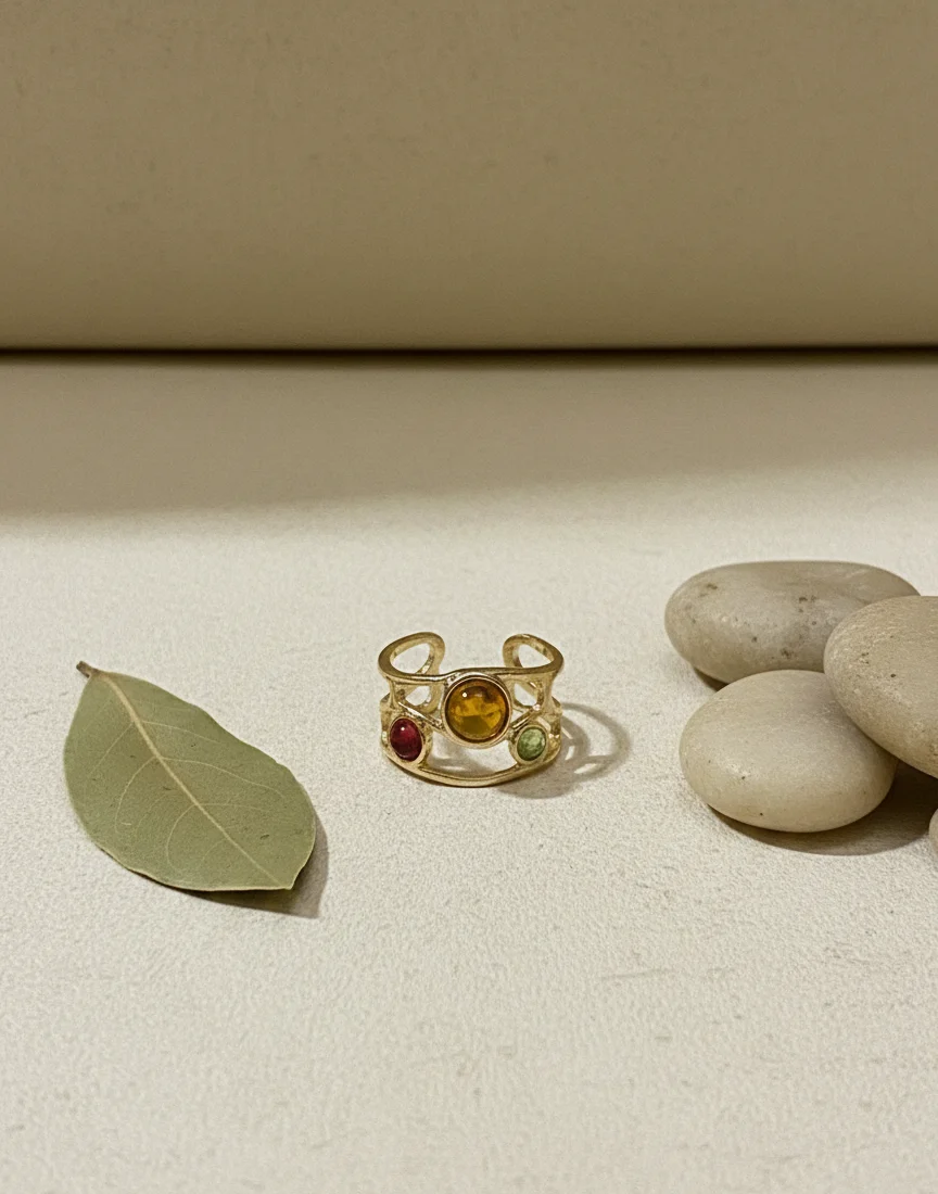 Golden Bloom Statement Ring Stack