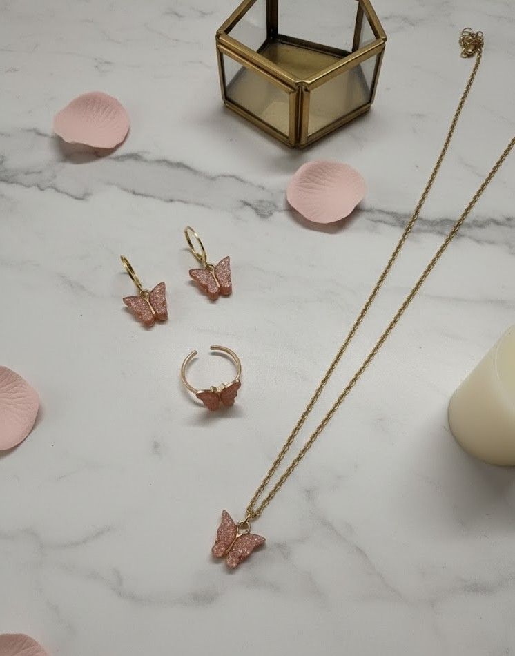 3-Piece Glitter Butterfly Jewellery Set