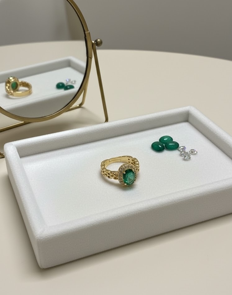 Elegant Gold Emerald Ring