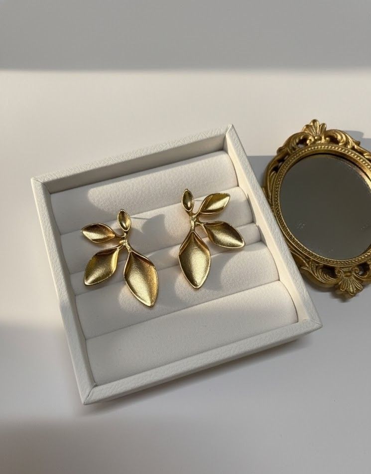 Gold Leaf Statement Earrings