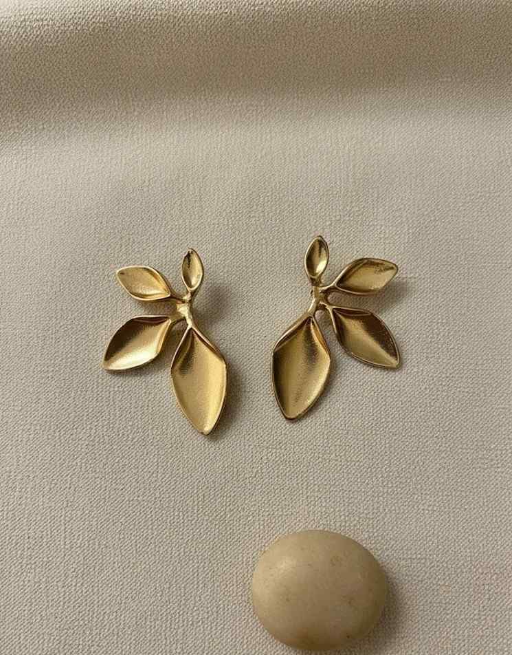 Gold Leaf Statement Earrings