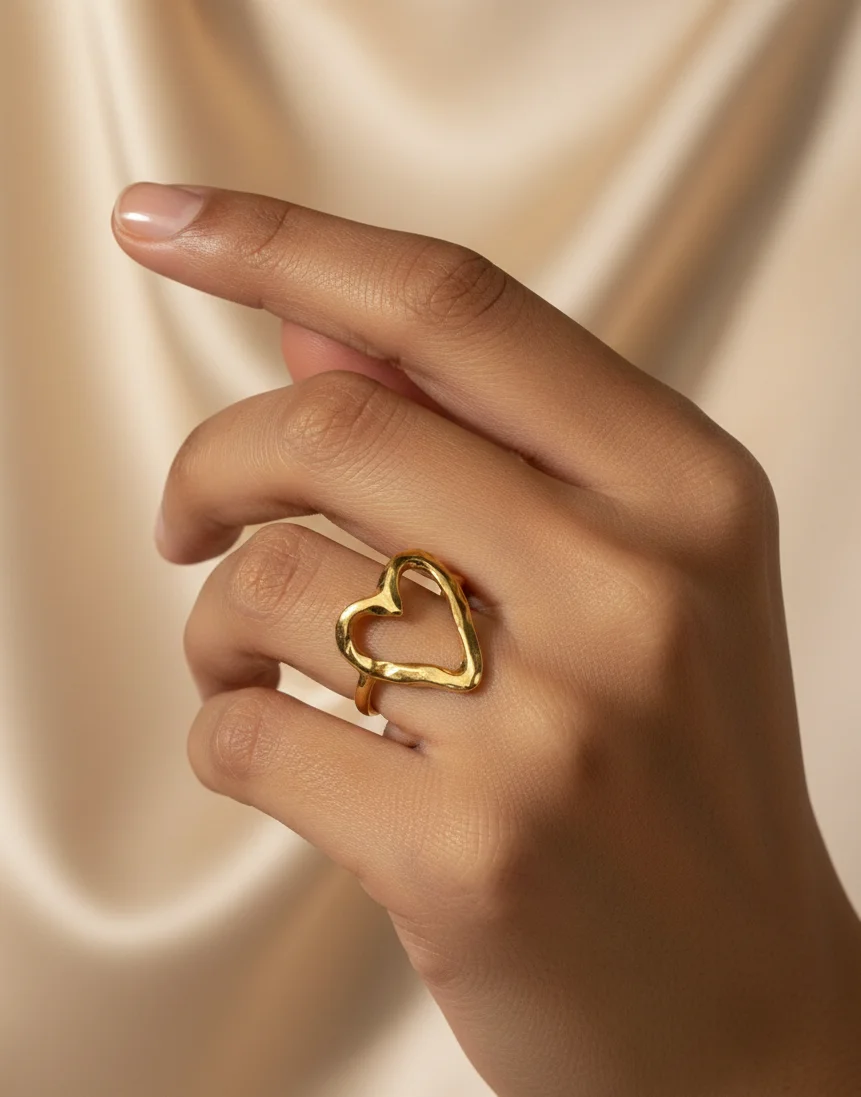 Fluid Heart Open Ring