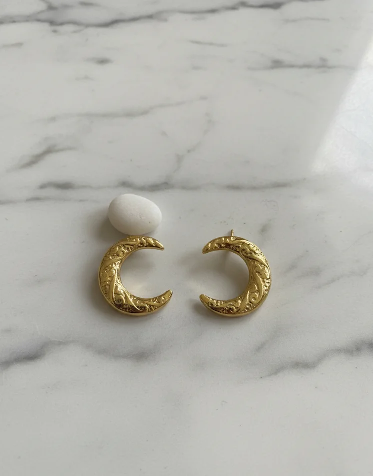 Crescent Moon Gold Earrings