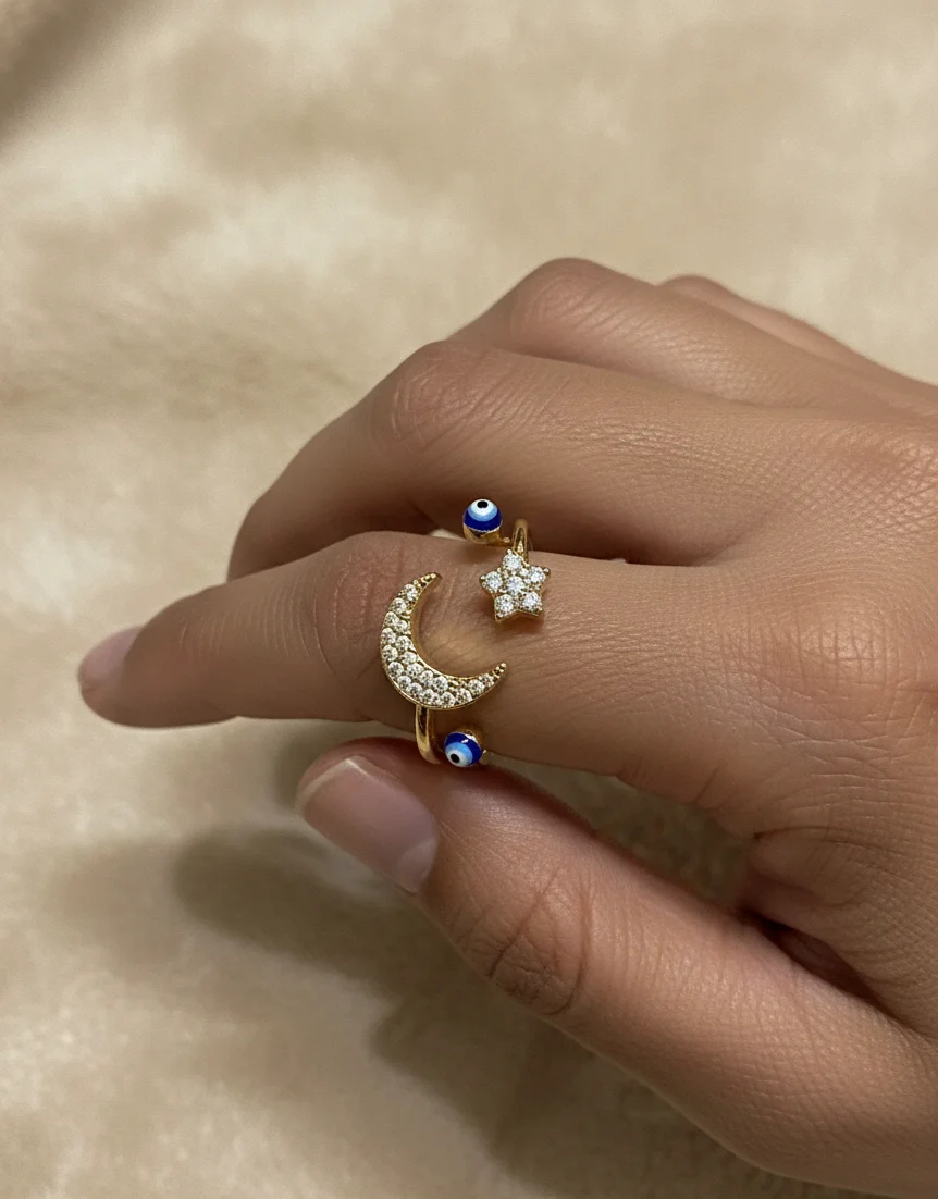 Moon & Star Protection Ring