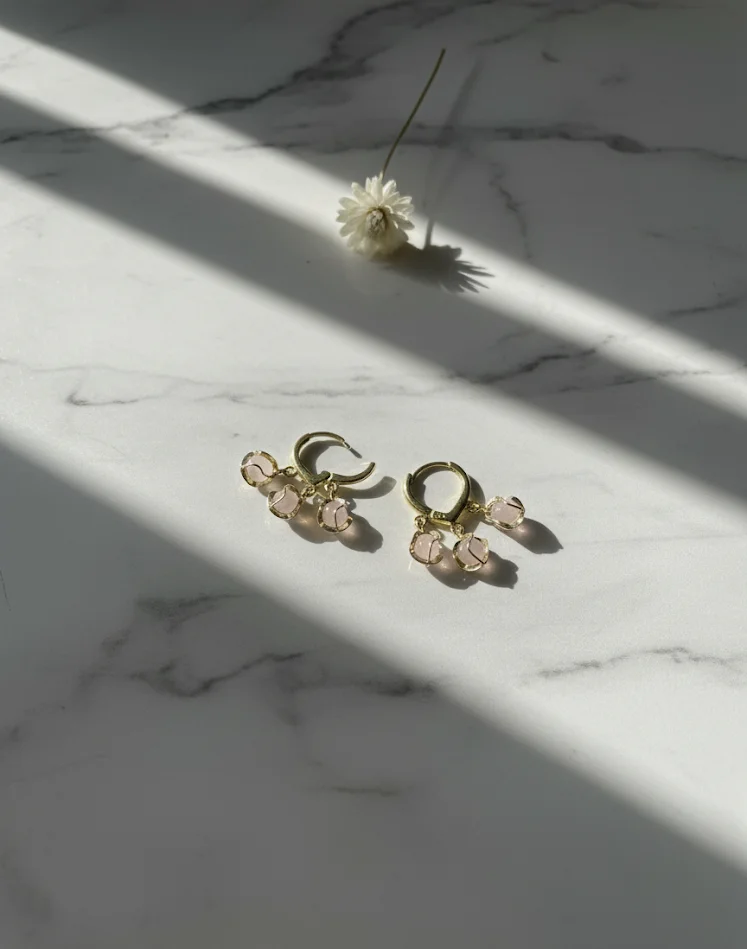 Blush Pearl Huggie Earrings