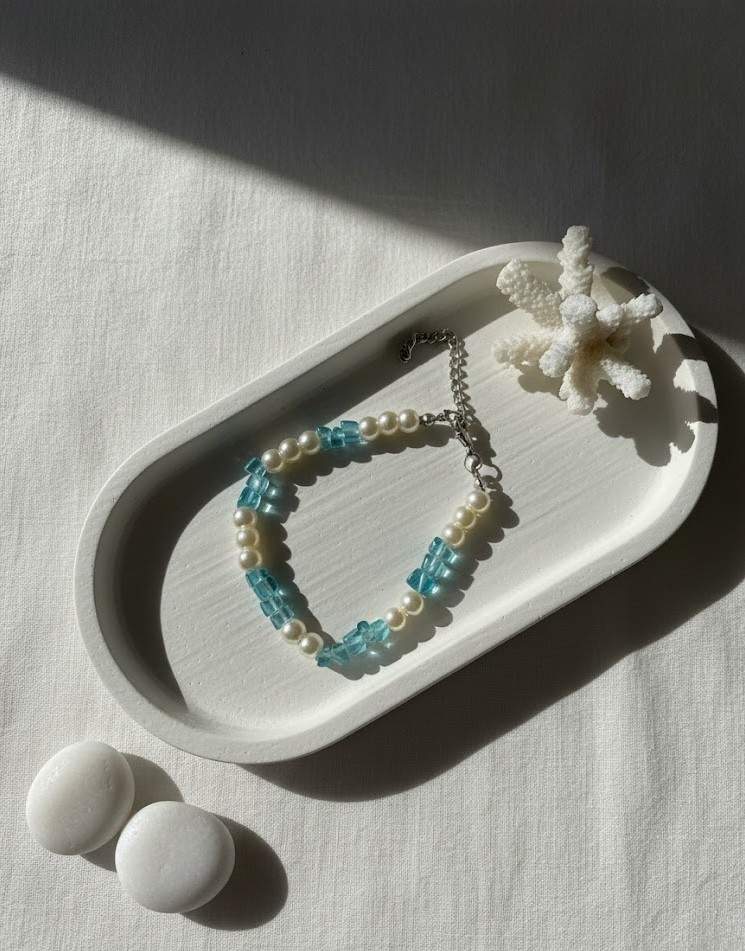 Aqua Pearl Beaded Bracelet