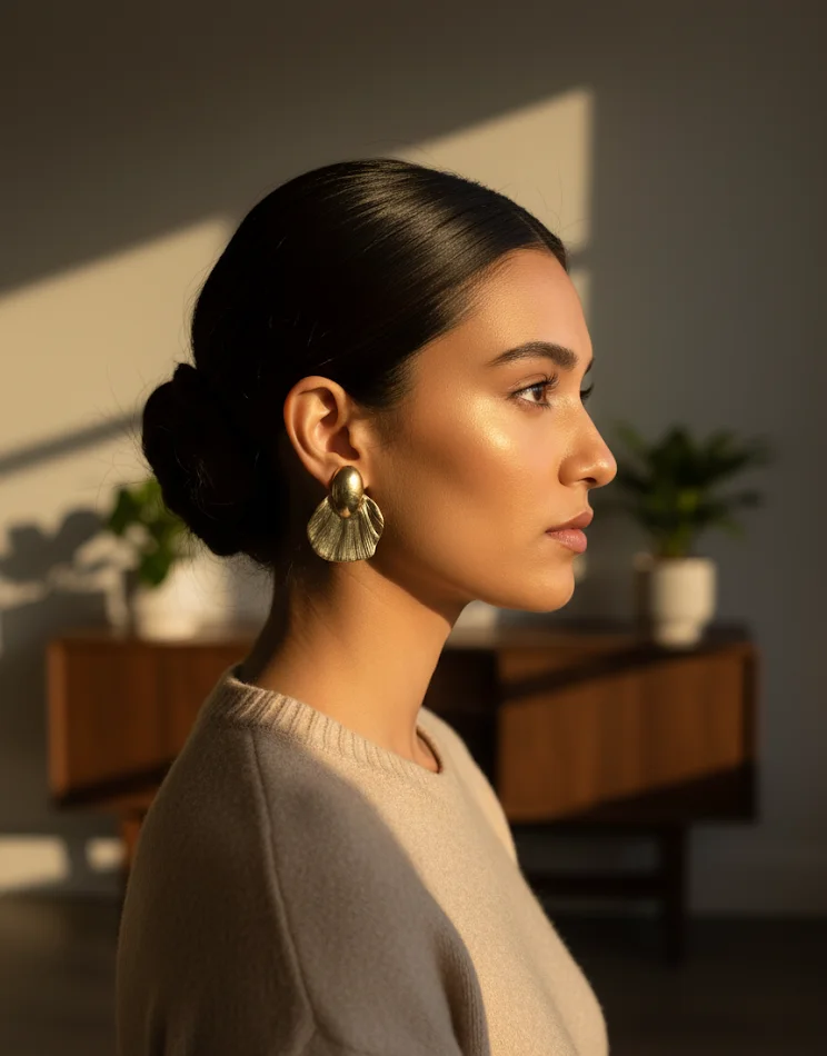 Sculpted Gold Petal Earrings