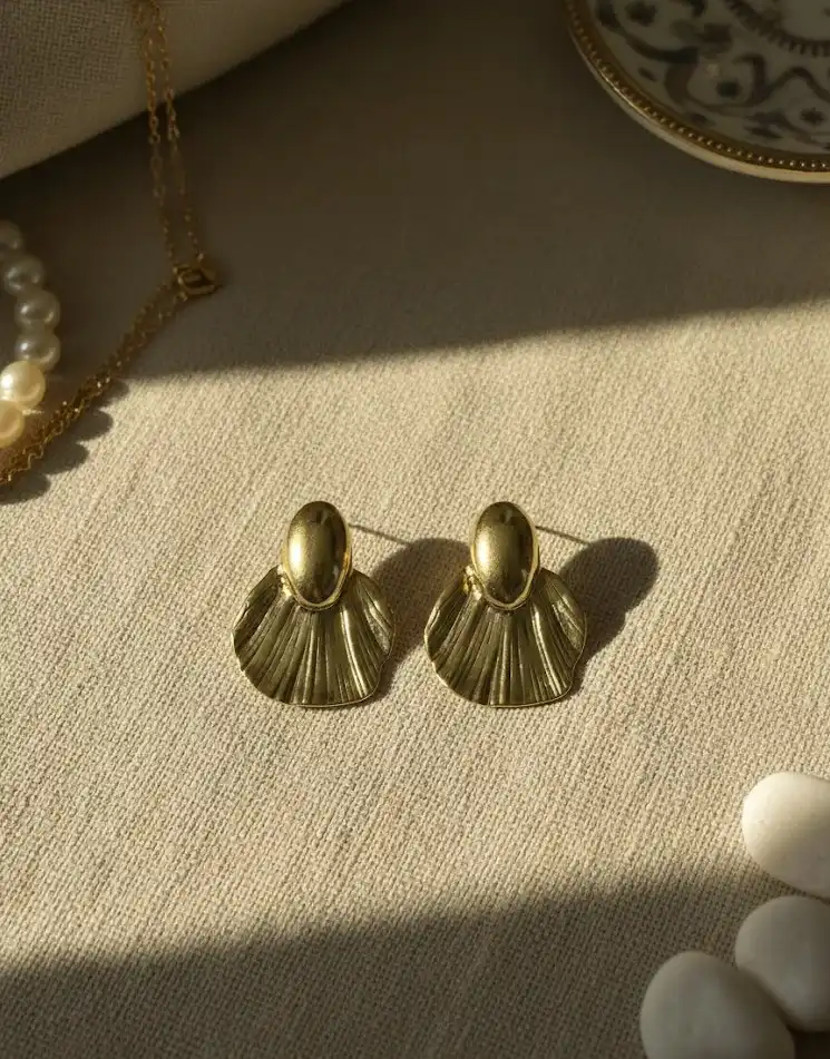 Sculpted Gold Petal Earrings