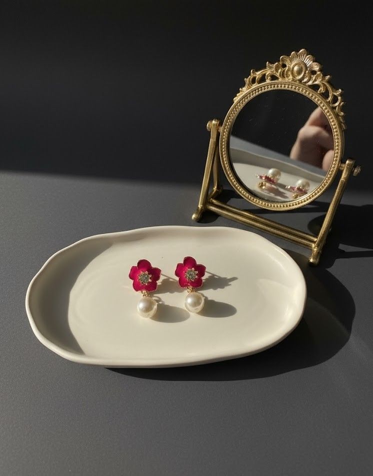 Pink Blossom Pearl Drop Earrings